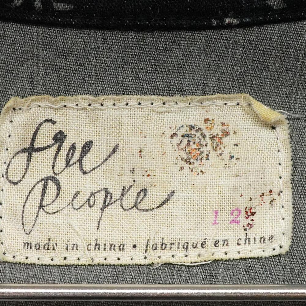 Free People Blazer Womens 12 Black Floral Cropped Boho Feminine Cottage - Picture 2 of 8
